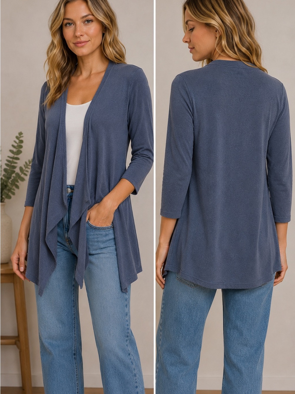 Gray Open-Front Lightweight Women’s Cardigan Sweater